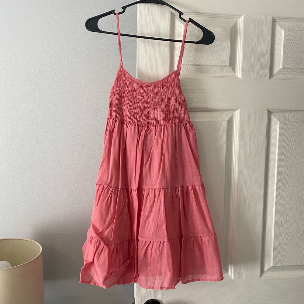 Pink spaghetti strap babydoll dress. Size medium.